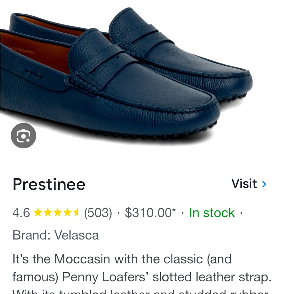 Blue Leather Loafers for Men